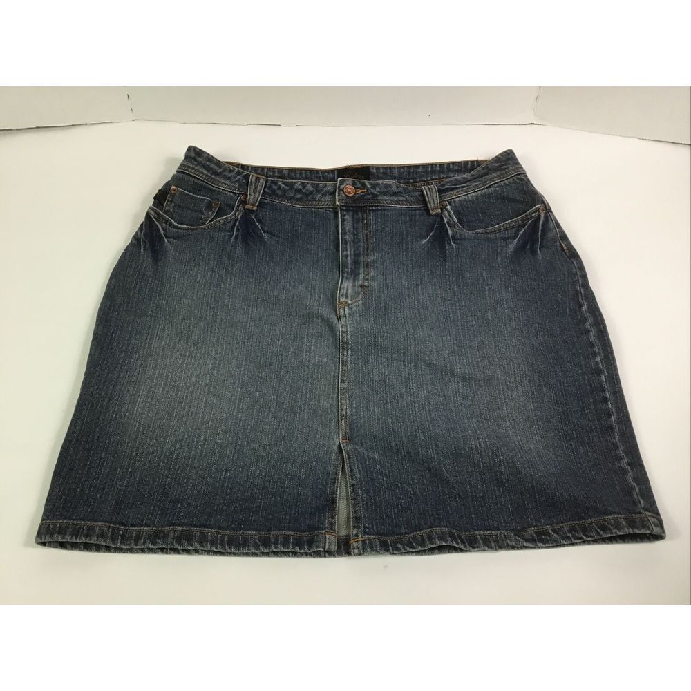 Rider Copper Collection‎ Denim Jean Skirt womens distressed stretch Size 15/16 M
